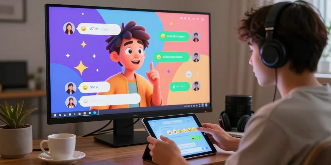 Engaging NSFW AI chat scene showcasing playful character interaction and a modern interface.