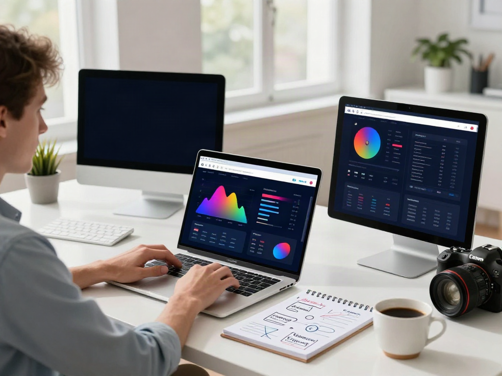 SEO expert analyzing instant indexing performance metrics at a digital workspace.