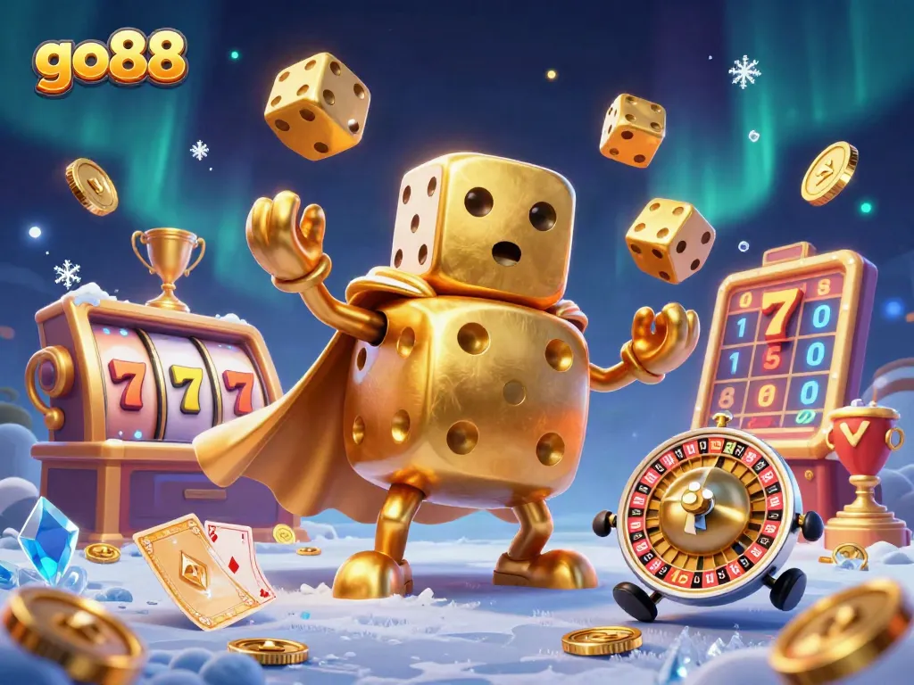 Experience go88's thrilling slots with an enchanting, vibrant 3D illustration of dynamic characters and casino elements.