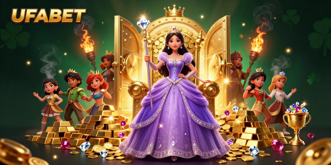 Spin the reels at UFABET and uncover treasures in this dynamic casino illustration.