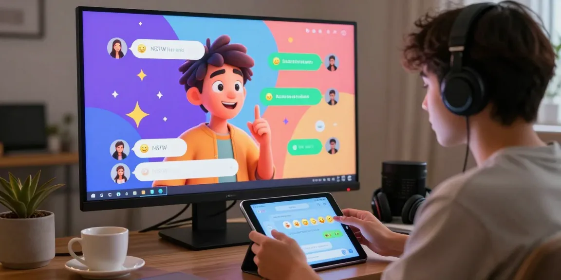 Engaging NSFW AI chat scene showcasing playful character interaction and a modern interface.