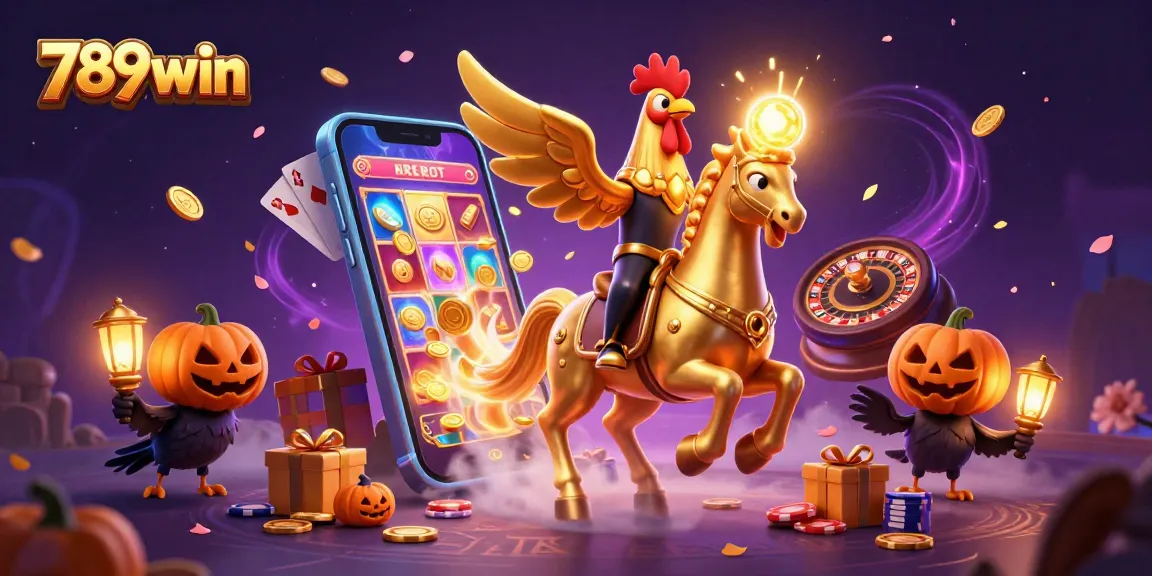 Win big at 789win with immersive casino action, featuring a golden rooster and magical elements.
