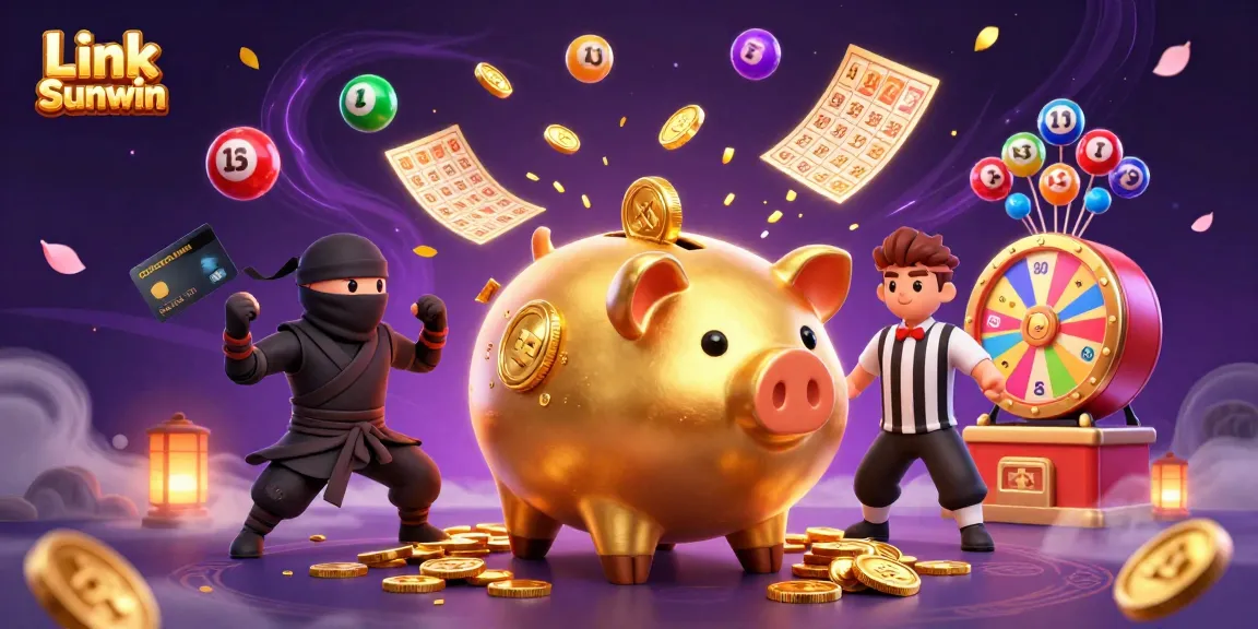 Win big with Link Sunwin as golden coins rain down in a vibrant casino scene.