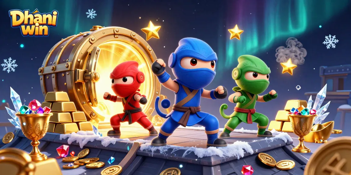 Dhani win chameleon team performs martial arts amid treasure and casino symbols