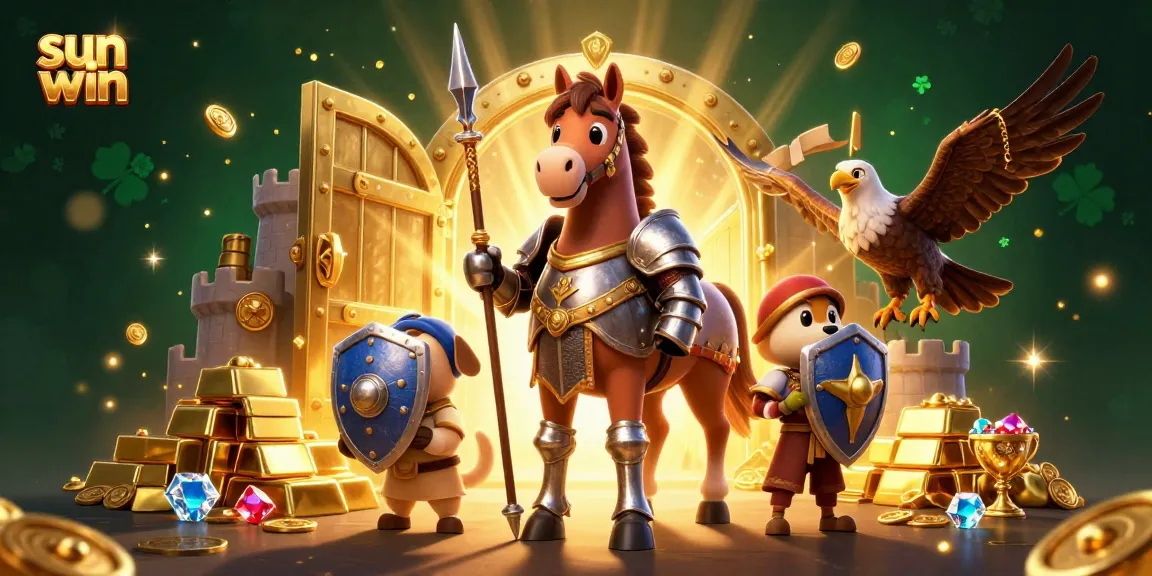 Experience the thrill of sun win gaming with knights, treasures, and vibrant casino elements.